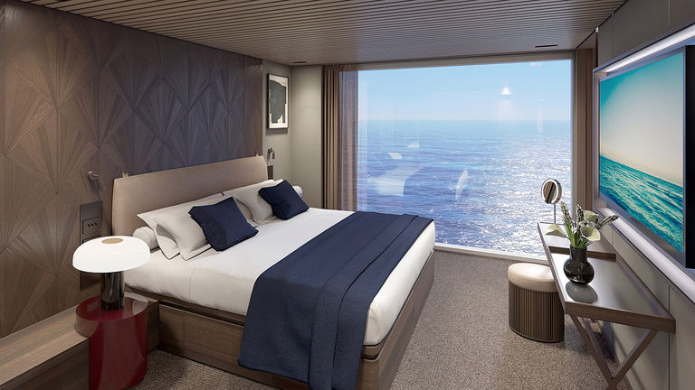 An Aqua Haven Duplex Bedroom onboard Norwegian Aqua