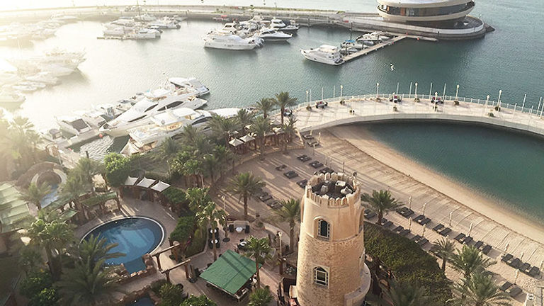 Four Seasons Hotel Doha faces the Arabian Gulf, and its newly opened Nobu Doha is located on the hotel’s private marina. // © 2015 Valerie Chen