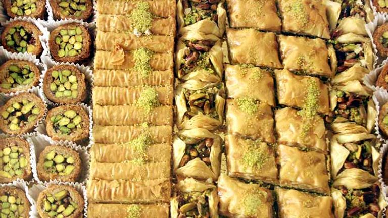 Lebanon is a mecca for culinary enthusiasts, with popular food items such as baklava; this one is filled primarily with pistachios. // © 2017 Creative Commons user viviannguyen