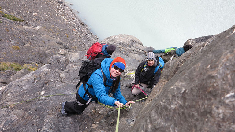 Patagonia's first via ferrata takes trekkers to Cagliero Sur Glacier, an off-the-beaten-path destination. // © 2018 Fitz Roy Expediciones