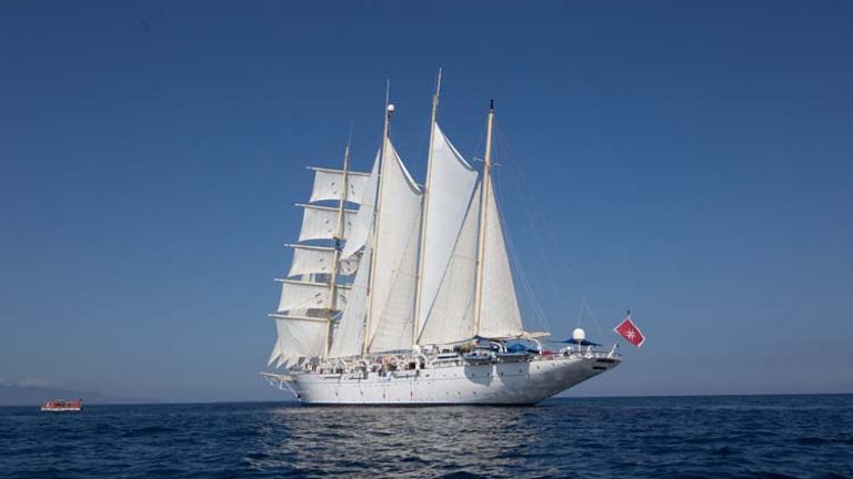 Sails usually come down during port stops, so Star Clippers offers guests the opportunity to take a “photo safari” on a tender while the ship is at sea. // © 2017 Mindy Poder