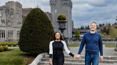 The author (left) and her husband at Ashford Castle, a Forbes Five-Star Hotel