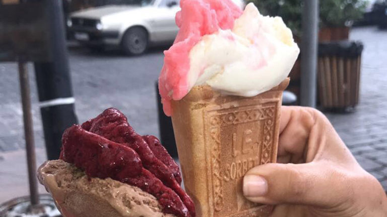 The traditional Lebanese ice cream cone is square shaped and similar to a sugar cookie. // © 2017 Giselle Abcarian